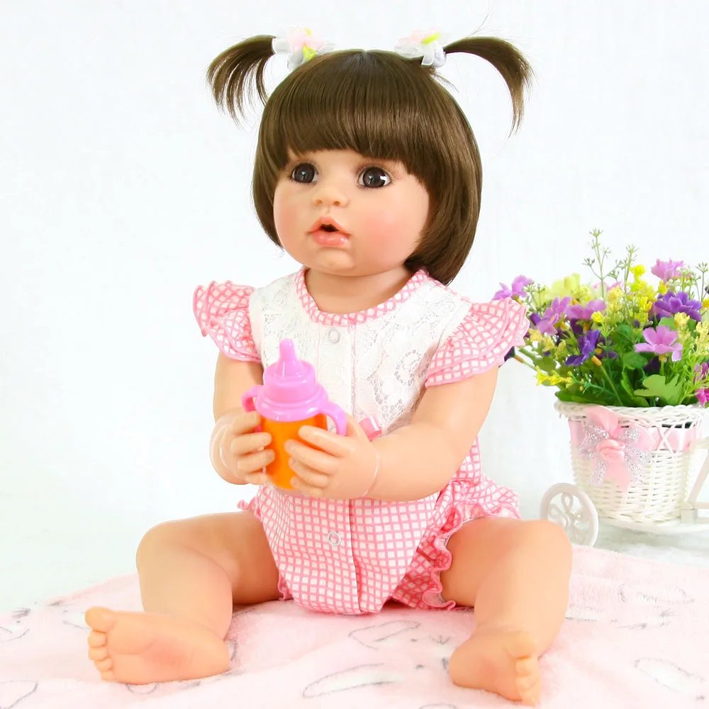 Уникальный дизайн открытый рот reborn baby doll 55 см Виниловая силиконовая настоящая живая маленькая принцесса кукла для детей лучший подарок раннее образование