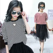 Новинка года; модная повседневная детская рубашка в полоску; сезон весна-осень одежда с длинными рукавами Топы и блузки для маленьких девочек школьные рубашки для девочек; JW1604