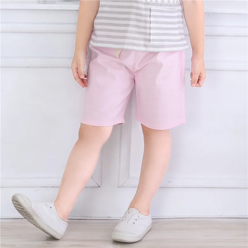 Г. Летняя детская одежда шорты для мальчиков повседневные однотонные тонкие хлопковые льняные шорты унисекс для девочек и мальчиков, пляжные шорты детские