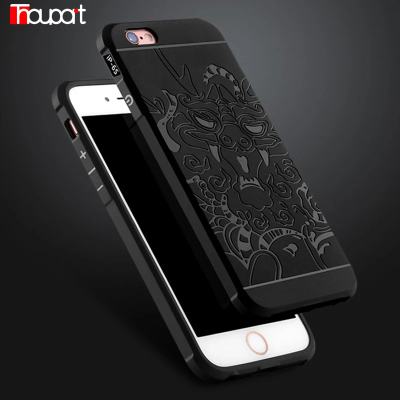 Thouport For Apple iphone 5 6 6S 7 Plus 8 X XS Max XR Case Armor Soft Silicone 3D Dragon Rubber Shockproof Cover |
