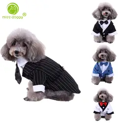 Новый дизайн классический смокинг костюм собака пальто простой дизайн галстук для маленьких собак Свадебный костюм зимний теплый костюм