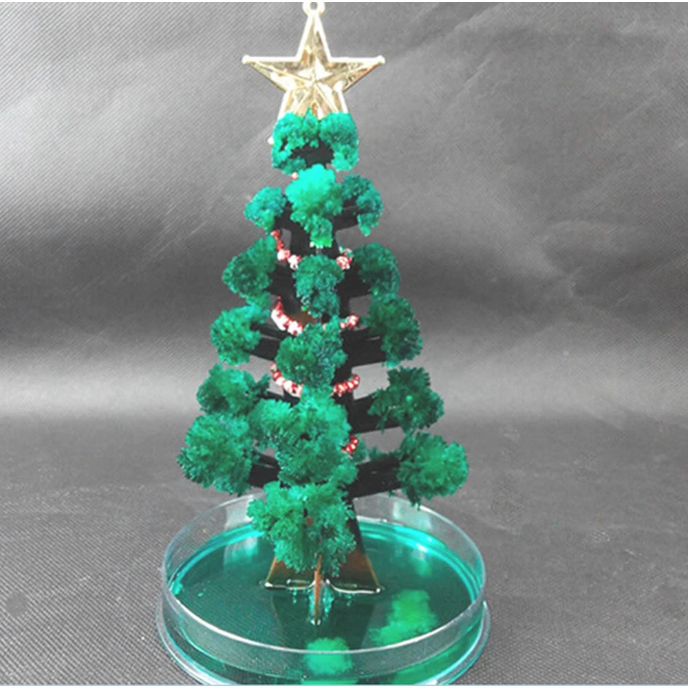 17cm DIY Visual Magic Growing Paper Green Crystal Tree Magical Grow Science Christmas Trees Kids Funny Baby Toys For Children