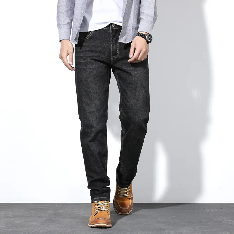 Autumn 2019 Men's Jeans Business Fashion Straight Loose Blue Stretch Denim Trousers Classic Men Plus Size28 -44 46 48