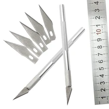 Нескользящий металлический нож для скальпеля из нержавеющей стали набор инструментов Резак гравировальные ремесленные ножи+ 5 шт. лезвия для мобильного телефона PCB DIY