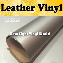 Silver Leather Vinyl Wrap Silver Leather Vinyl Film Leather Pattern Vinyl Sticker For Auto Phone Laptop Size:1.52*30m/Roll