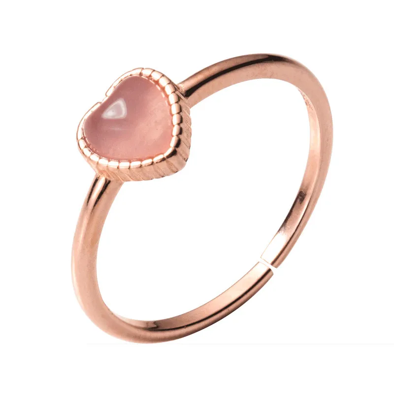 PONYKISS Romantic 925 Sterling Silver Pink Heart Opal Resizable Opening Ring For Women Party Holiday Delicate Jewelry Gift - Цвет камня: PRY320
