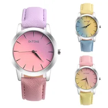 2017 Hot Sale Relogio feminino Retro Rainbow Design Leather Band Analog Alloy Quartz Wrist Watch Drop Shipping #0731