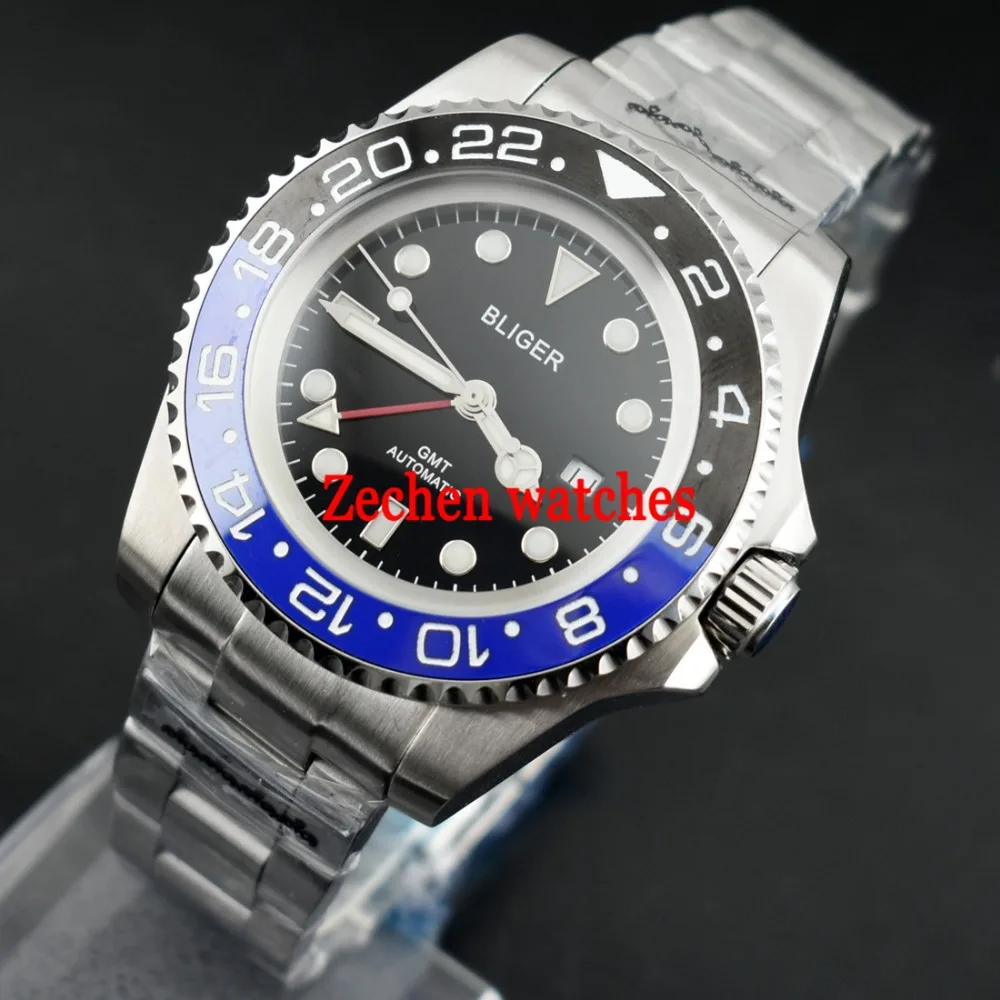 

43mm Bliger DG3804 GMT Automatic Mechanical Luminous Mens Watch WristWatch