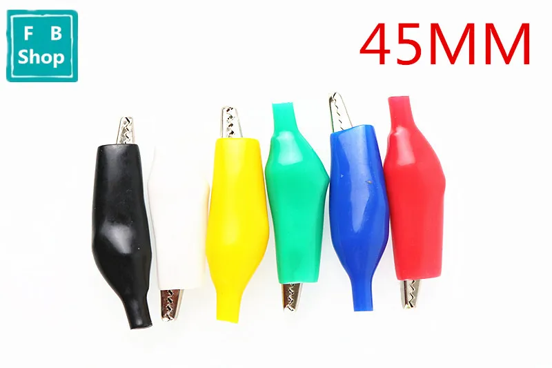 12Pcs Insulation Metal Alligator Clip Electric Test 45MM Lead colorful Red Black Blue Green White Yellow