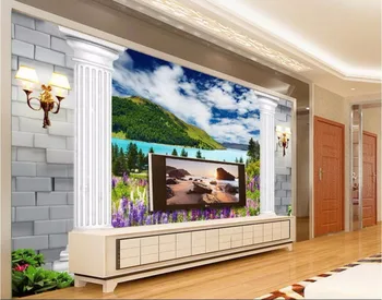 

3d wall murals wallpaper for living room walls 3 d photo wallpaper European Roman column lavender decor Custom mural painting