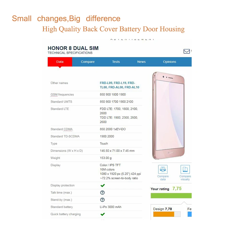 Оригинальный ЖК дисплей для HUAWEI Honor 8 сенсорный экран дигитайзер с рамкой FRD L19 L09 в