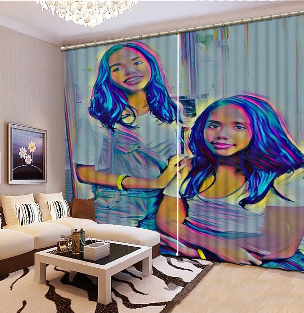 

customize 3d curtain Window beautiful girls windows curtains for living room bedroom Home decoration curtains