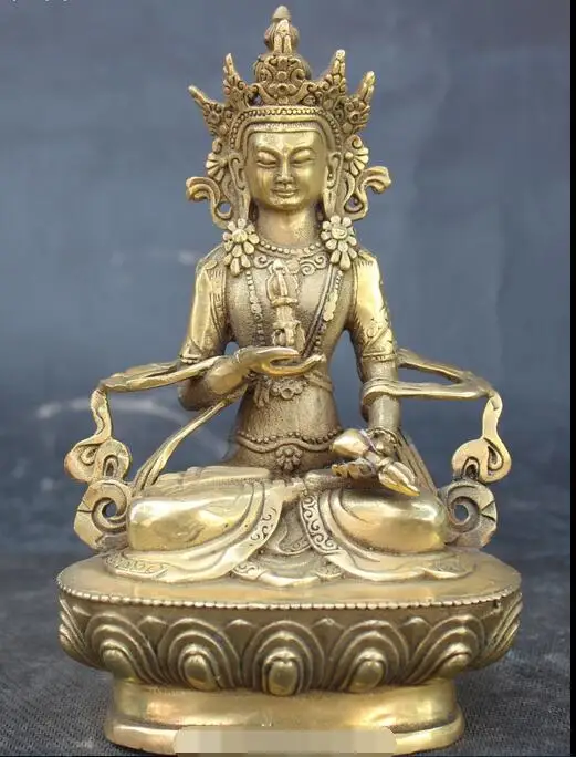 

free 6" Tibetan Buddhism Bronze Seat Vajradhara Vajrabhairava Goddess Buddha Statue fast