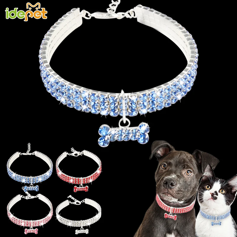 

Lovely Tag Cat Collars Bling Rhinestone Crystal Pet Necklace for Cats Sparkling Pet Dog Collars Leash Reflective Cat Collars 25