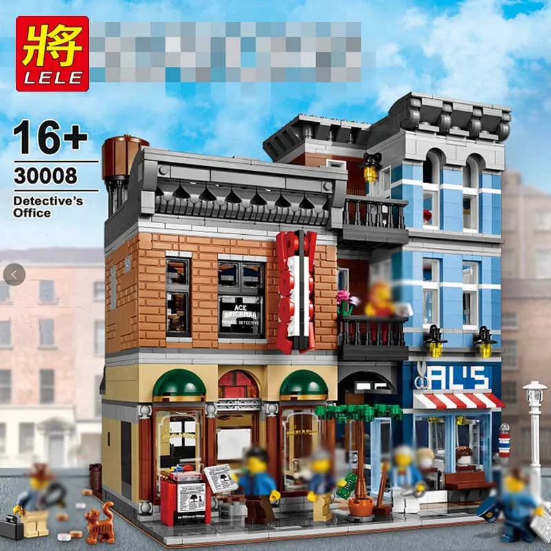 

LELE building bricks 30008 Detective Office compatible with legoinglys 10246 Creator City Street toys for children birthday gift