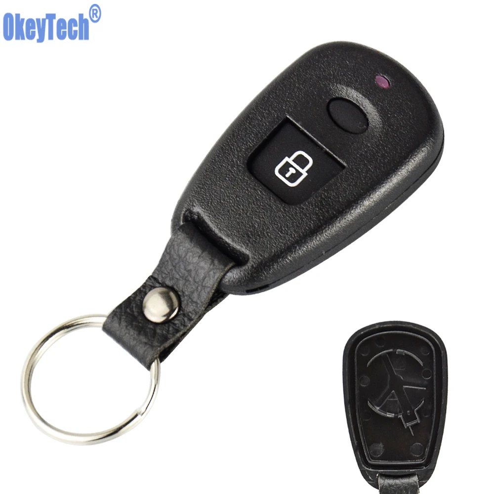 

OkeyTech Replacement Car Key Case Blank For Hyundai Santa Fe Elantra 2 Buttons Remote FOB Shell With Rubber Button Key Pad