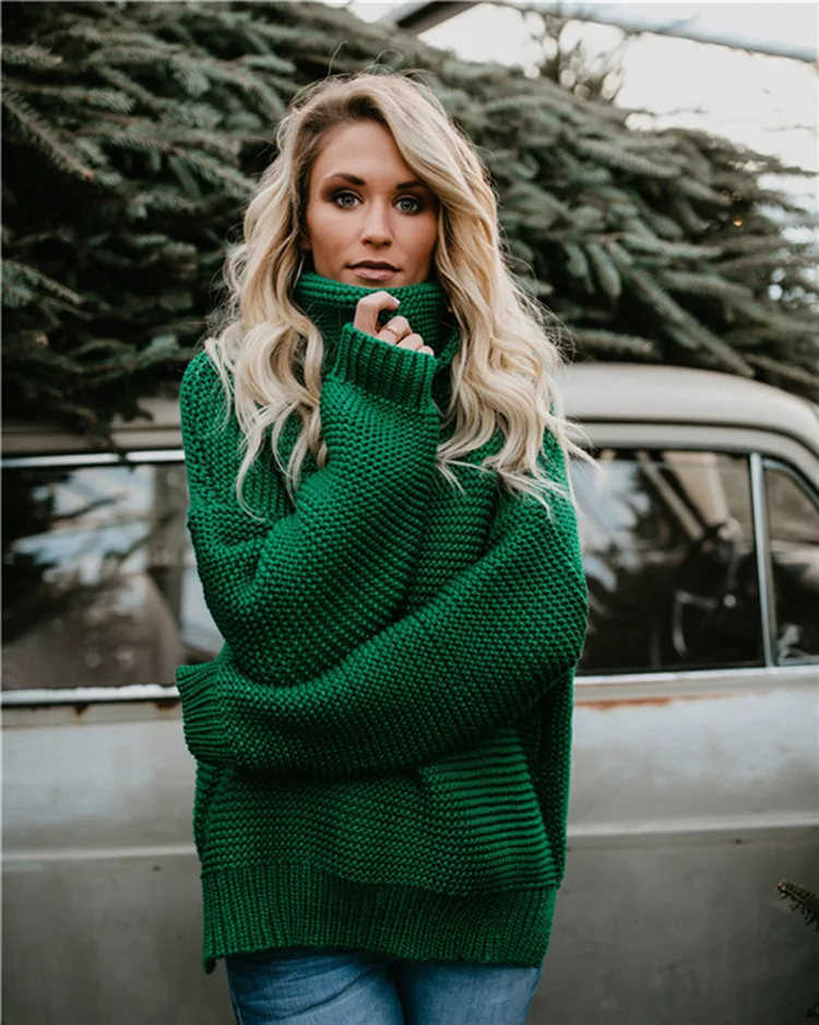 2022 Casual Loose Turtleneck Sweater Women Knitwear 6 Color Long Sleeve Autumn Pullover Femme | Женская одежда