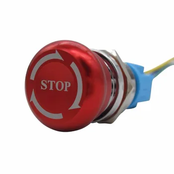 

TWTADE/22mm 12-220V 3A Mounted Thread 3 Pin Latching Emergency Stop Push Button Switch Stainless Steel Metal 1NO 1NC add Connect