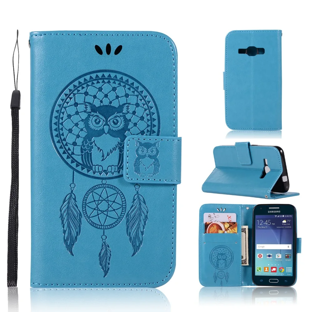 

For Samsung J1 J3 J5 J7 2016 J120 J310 J510 J710 Leather Case Flip Cover Magnet Wallet Stand Pattern Owl Wind Chimes Phone Shell