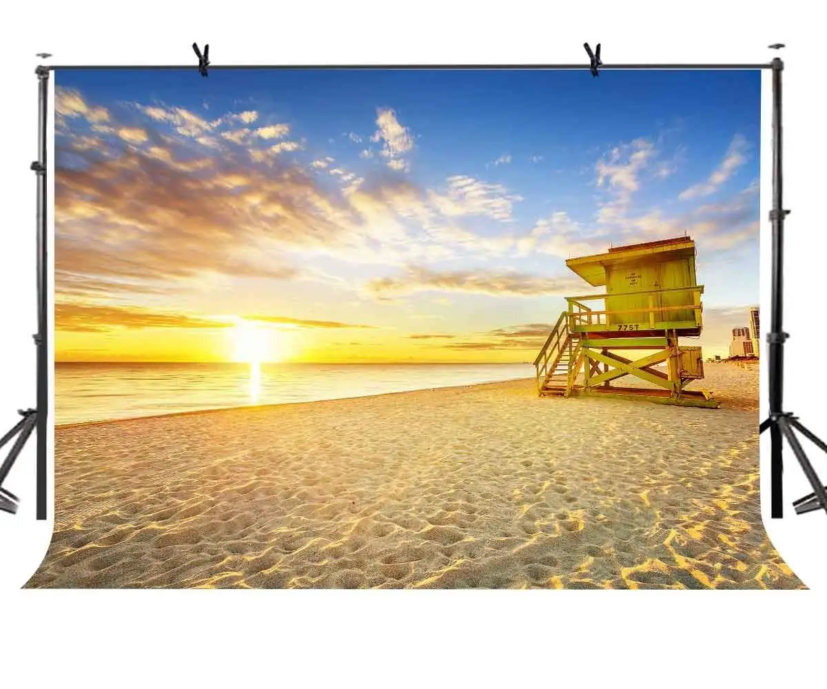 7x5ft солнечный пляж фон деревянный дом для фотосъемки и студия реквизит