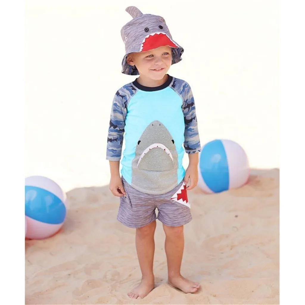 

Perimedes Baby Boys Cartoon Clothes Sets Toddler Kids Baby boys Camouflage shark Snap Mouth Fish T-Shirt Clothes Outfits Set