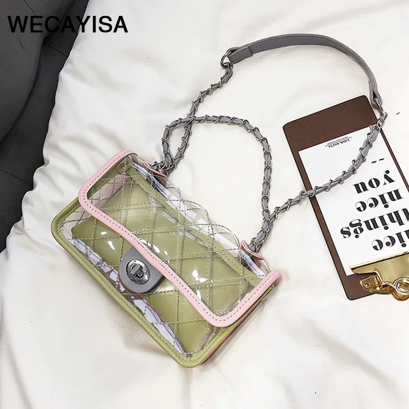 

Bag women 2018 new arrival tide transparent bag chic chain small bags summer wild Messenger wallet money shoulder bag 2color