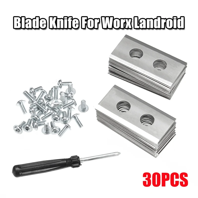 

30PCS Spare Blade Knife For Worx Landroid Mower Robot 0.9MM + Screwdriver Screws