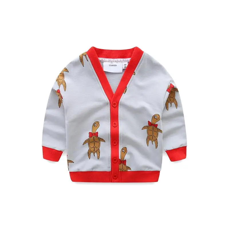 Модный Европейский весенний хлопковый кардиган для мальчиков и девочек, Детское пальто с рисунком льва и черепахи, Детская куртка, верхняя одежда, топы - Цвет: tortoise pattern