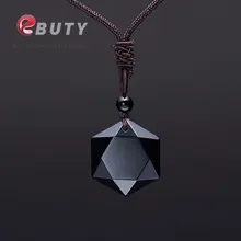 Эбути черный обсидиан натуральный камень кулон 5000CC ожерелье s для женщин и мужчин кубическая гексаграмма свитер ожерелье амулеты ювелирные изделия