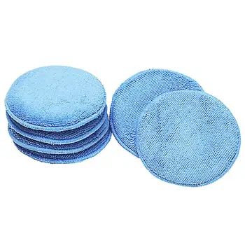 

12.5cm Ultra-soft Round Microfiber Wax Applicator Pads for Car Polish Light Blue Automobile Washing Cleaning Accessories