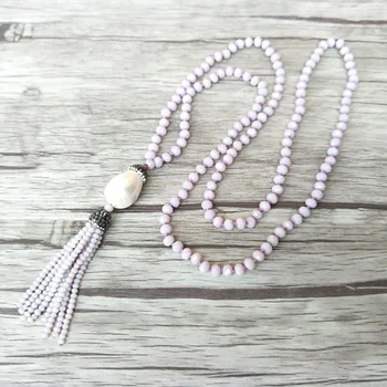 

5 pcs Natural shell with paved rhinestone beads Handmade Necklace,Tassel bead Charm,Jewelry Crystal Glass Beaded Necklace,NK385