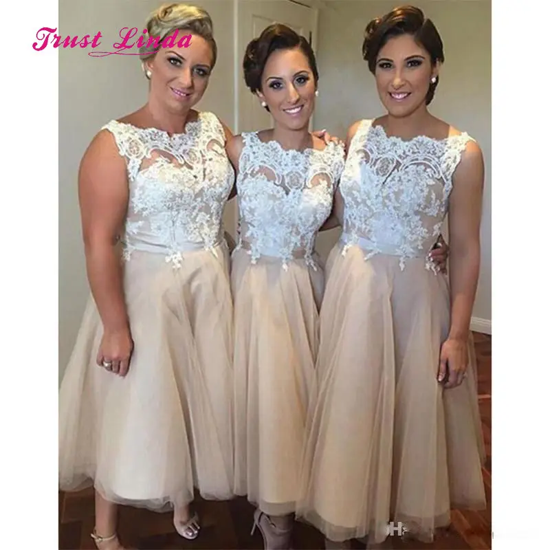 tea length plus size bridesmaid dresses