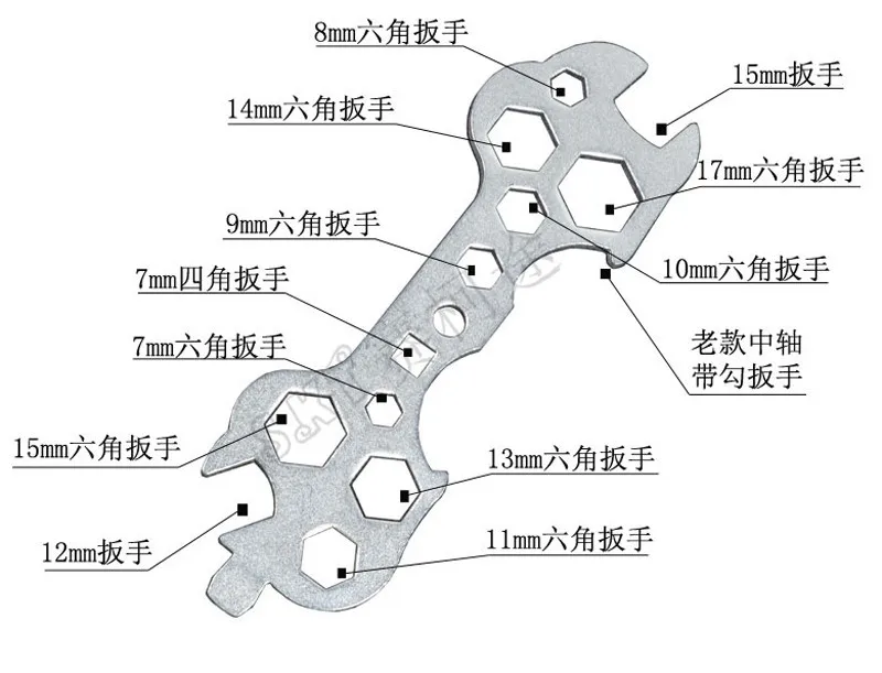 Велосипедный ключ с отверстиями Велоспорт плоский шестигранный Многофункциональный стальной гаечный ключ инструмент для ремонта, Аксессуары для велосипеда гайка фиксированный портативный шестигранный ключ
