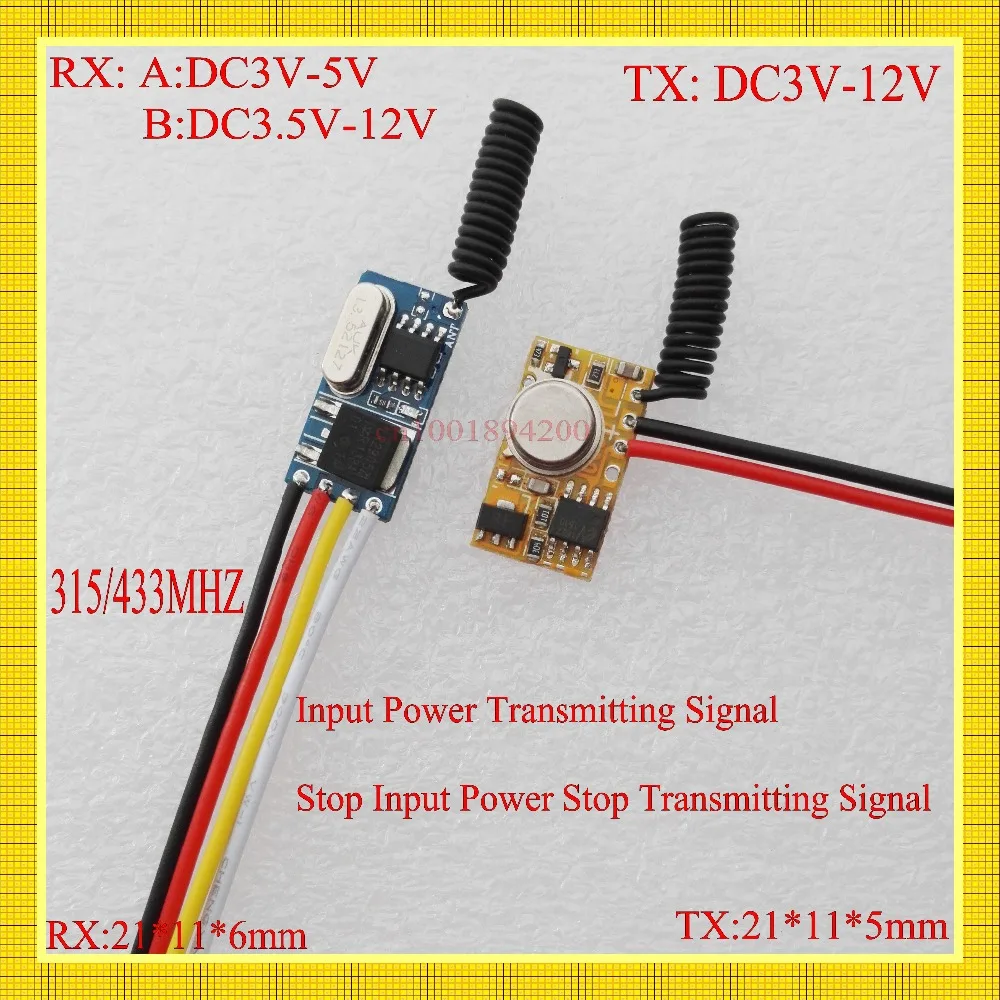 Small RF Transmitter Receiver 3V 4.2V 5V 6V 7.4V 9V12V Micro Remote