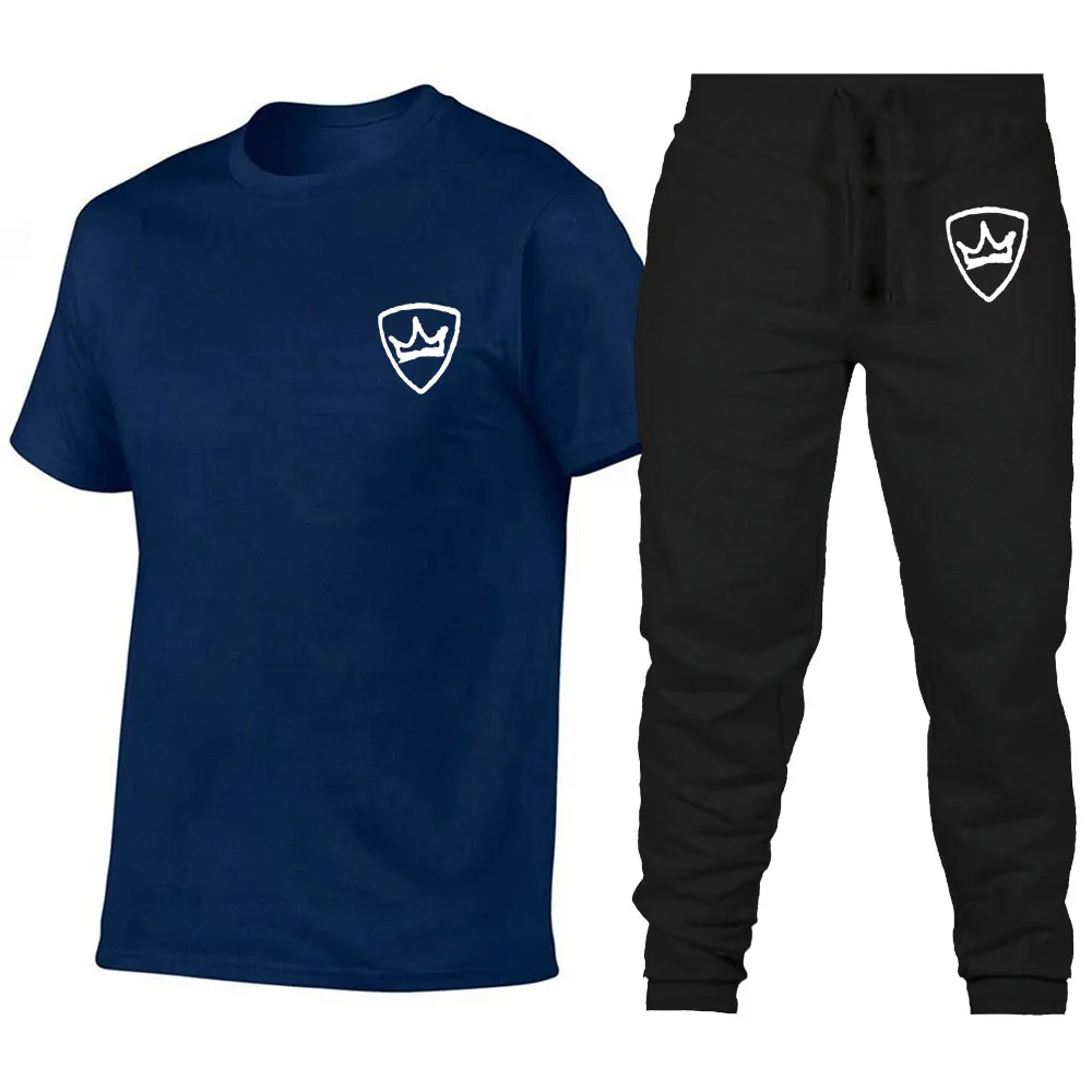 

2019 New T-shirt Men Fashion Two Pieces Sets T Shirts+Pants Suit Men Summer Tops Tees Fashion Tshirt High Quality men clothing