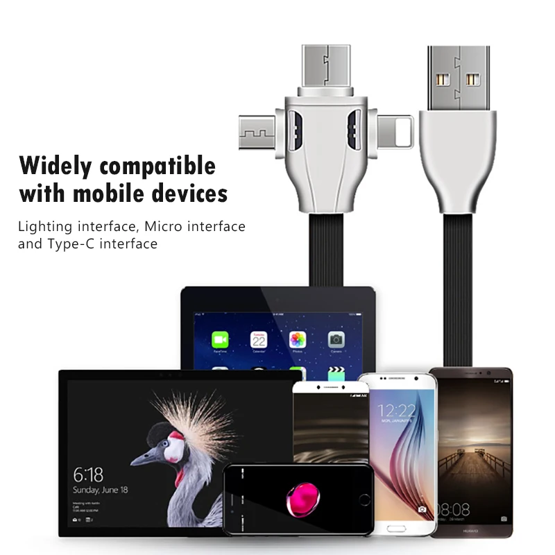 NOHON TPE 3 в 1 зарядный Дата кабель освещение для iPhone X 7 8 Plus цинковый сплав Xiaomi Huawei Samsung