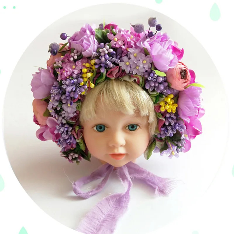 purple hat Новинка; реквизит для детской фотосъемки; студийный позирующий диван; реквизит для фотосессии новорожденных; реквизит для фотосессии; Корзина для фотосессии; комплект одежды для девочек - Color: purple hat