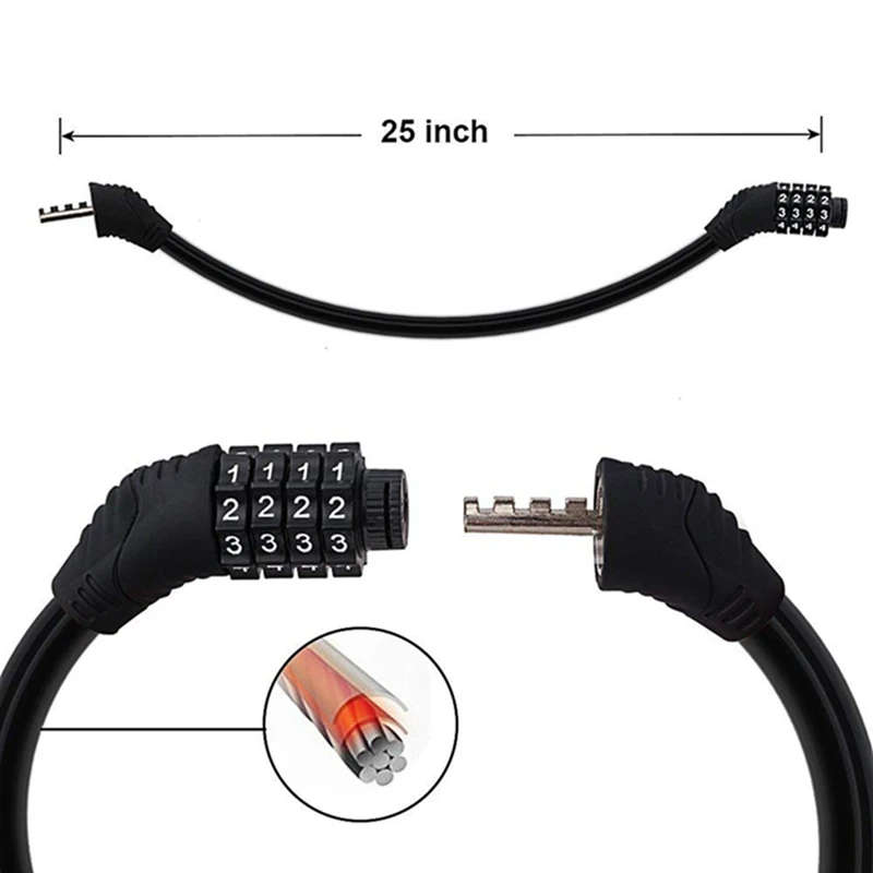 Противоугонный трос велосипедный замок 4 цифровой код Пароль безопасности велосипеда велосипедные замки аксессуары