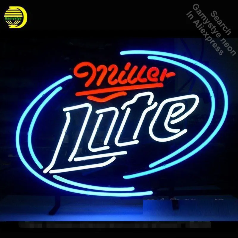 Неоновая вывеска для Miller Lite вывеска неоновые лампочки Пивной бар Pub light рекламируемая неоновая магазинная вывеска трубка знак ручной работы рекламная лампа