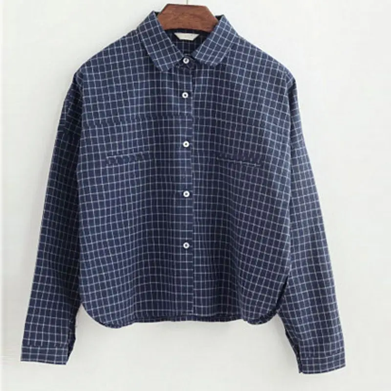 

Women Blouses Plaid Print Long Sleeve V-Neck Women Shirts Ladies Blouses Blusas