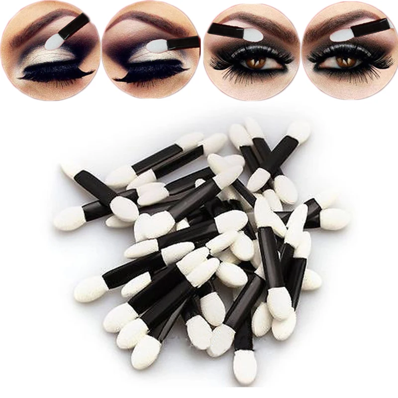 

1Pack 50pcs Double-Ended Sponge Eye Shadow Stick Disposable Eyeliner Brushes Makeup Disposable Brush Double Sponge Cosmetics