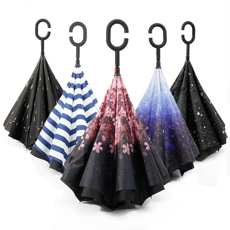 

Windproof Reverse Umbrella Double Layer Inverted Umbrella Self Stand umbrella rain/sun women/men high quality 2018 Child durable