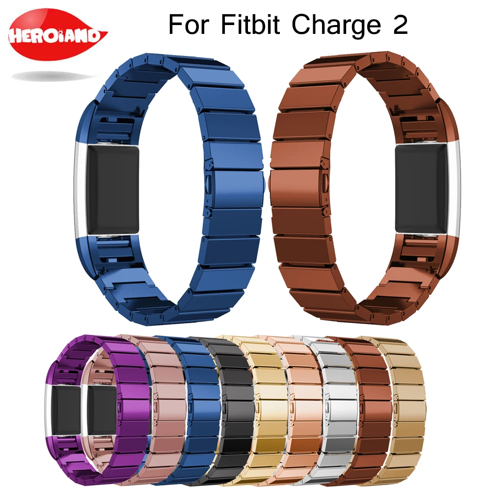 

New Stainless Steel Watch Band Wrist strap &Link Bracelet matel watch Band for Fitbit Charge 2 band men woman Adjustable Closure