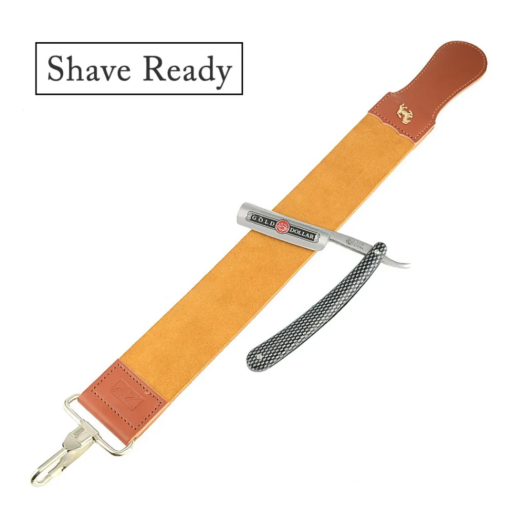 

ZY 2pcs Straight Razor Shaving Razor Gold Dollar 208+Leather Sharpening Strop Strap For Man Barber