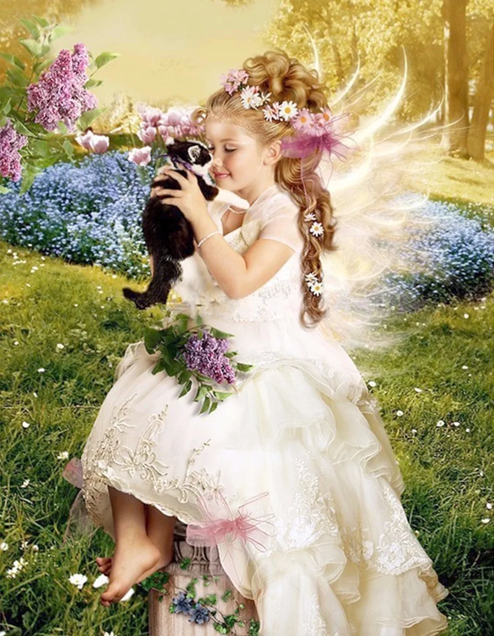 

hot sale girl and cat wall arts full diamond embroidery new needlework home decoration 3D diy diamond painting cross stitch