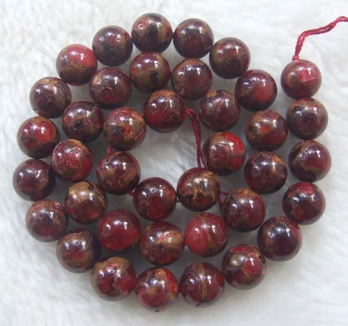 

6mm 8mm 10mm 12mm Gold Red Sponge Quartz Round Loose Beads 15.5inch