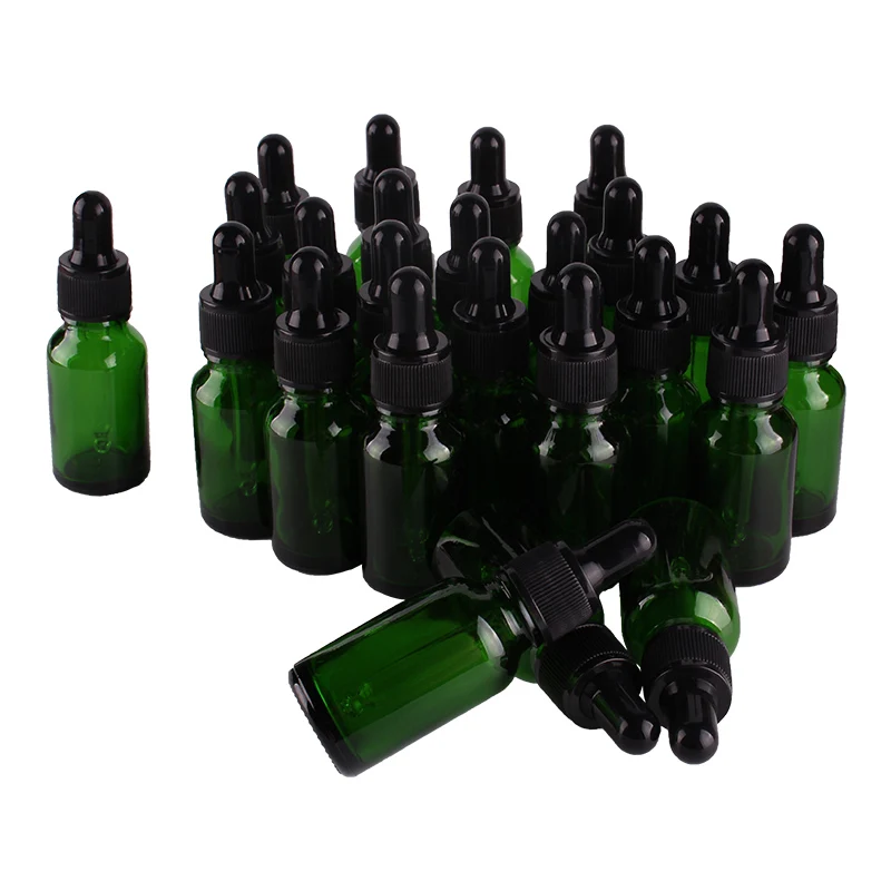 Download 24pcs 15ml Empty Green Glass Dropper Bottle with Pipptte for essential oils aromatherapy liquid ...