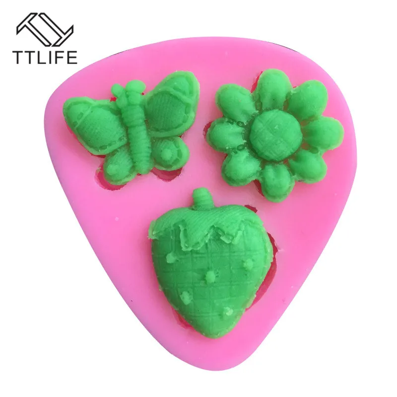 

TTLIFE Flower Strawberry Butterfly Silicone Mold Candy Clay Dessert Fondant Cake Baking Mould Pastry Chocolate Decorationg Tool