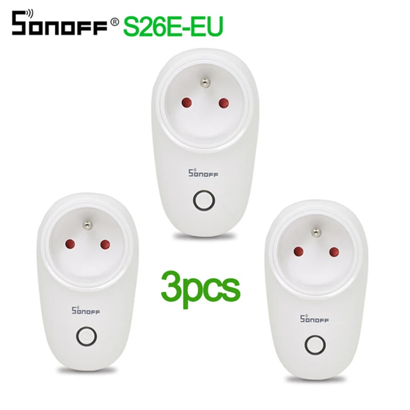 SONOFF S26 ЕС Базовая wifi умная розетка, светильник, розетка, таймер, 220 В, беспроводной пульт дистанционного управления Alexa Google Home