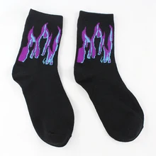 Модные носки унисекс в стиле хип-хоп с рисунком красного пламени, Длинные Носки с рисунком пламени